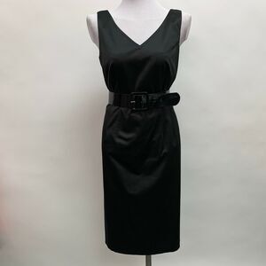 Grace Elements Women's Dress 6 Black Sleeveless with Belt V-Neck NWT
